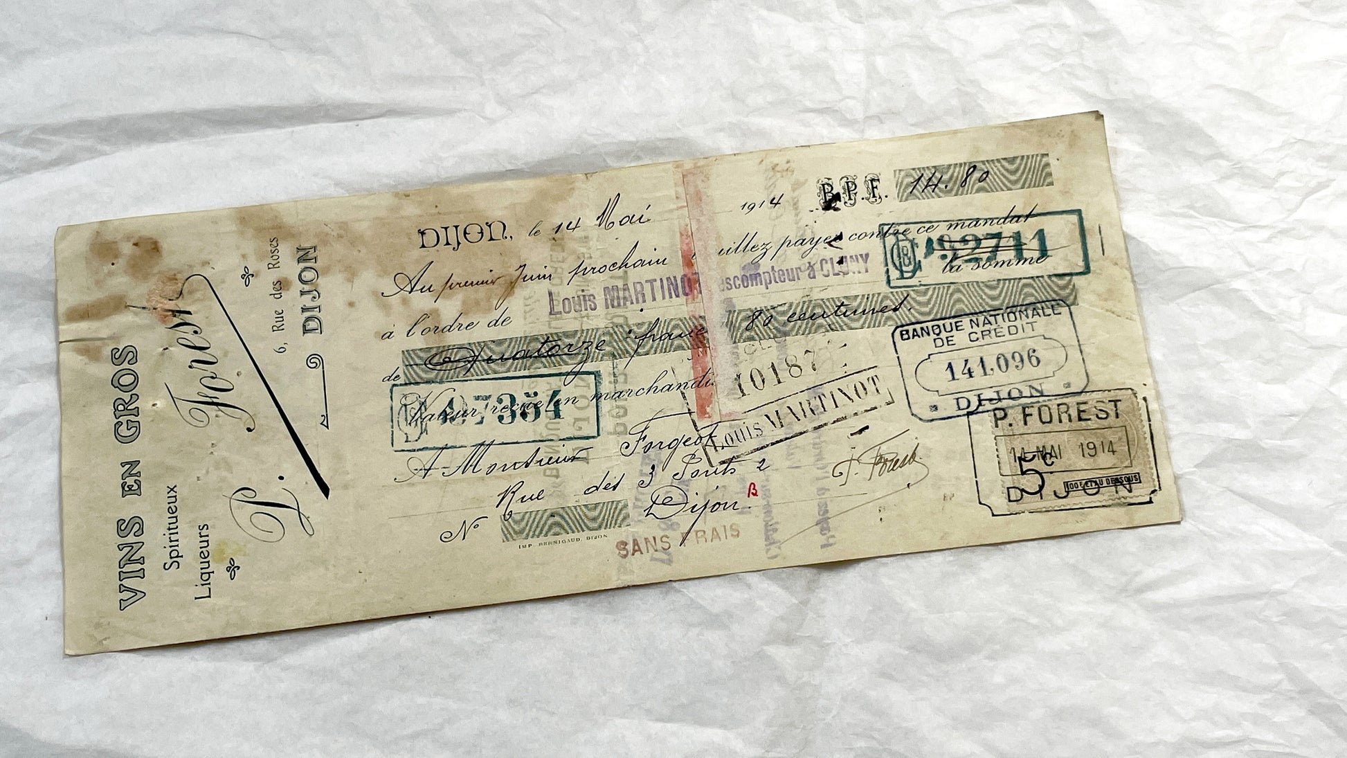 1910s - Lot of 6 Vintage French Bills of Exchange – Handwritten Commercial Documents with Stamps