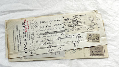 1910s - Lot of 6 Vintage French Bills of Exchange – Handwritten Commercial Documents with Stamps