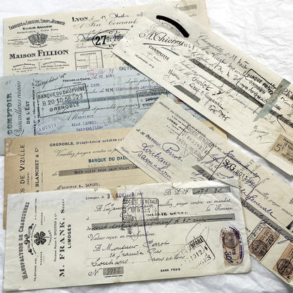 1900s - Lot of 6 Vintage French Bills of Exchange – Handwritten Commercial Documents with Stamps