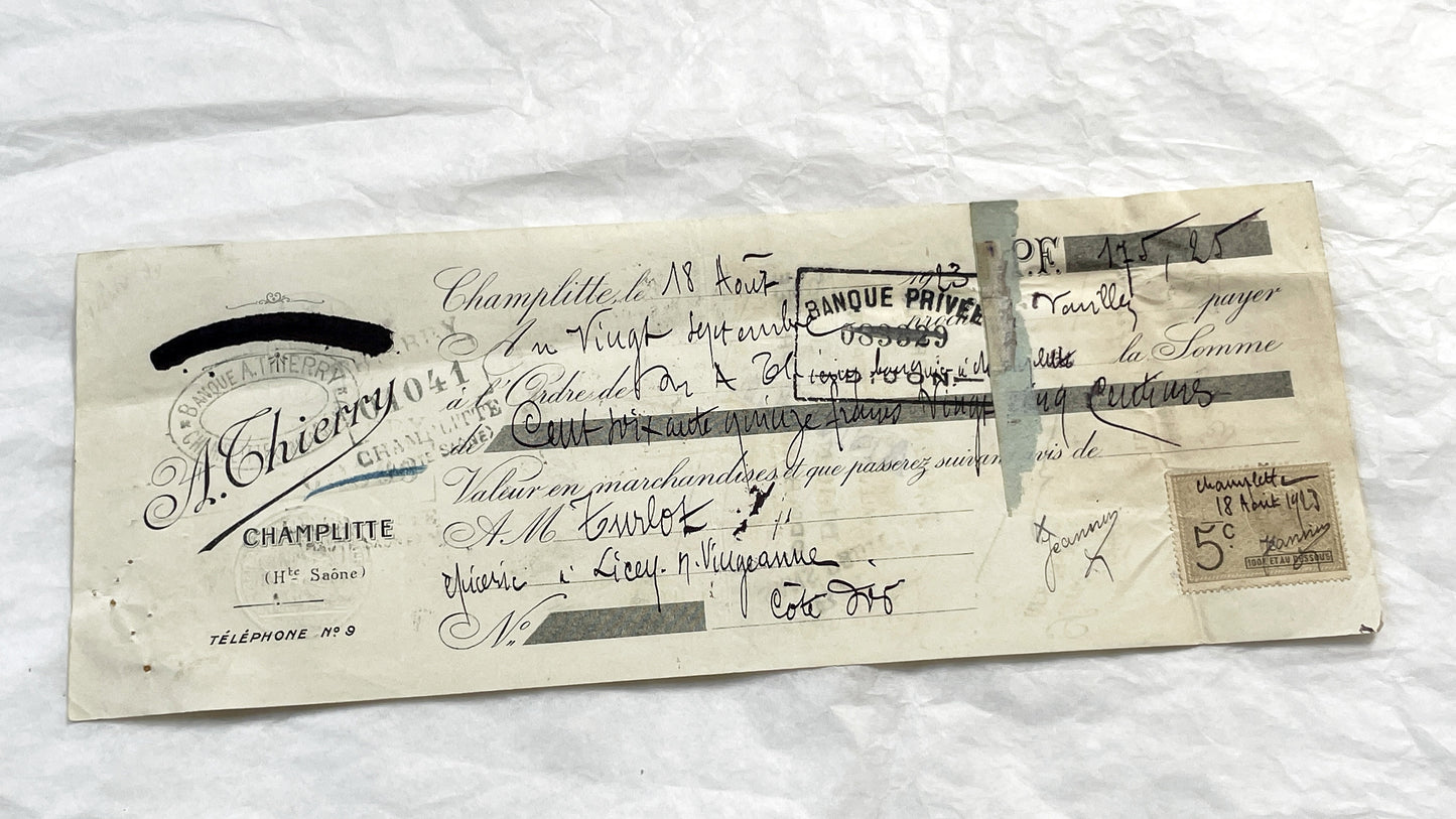1900s - Lot of 6 Vintage French Bills of Exchange – Handwritten Commercial Documents with Stamps