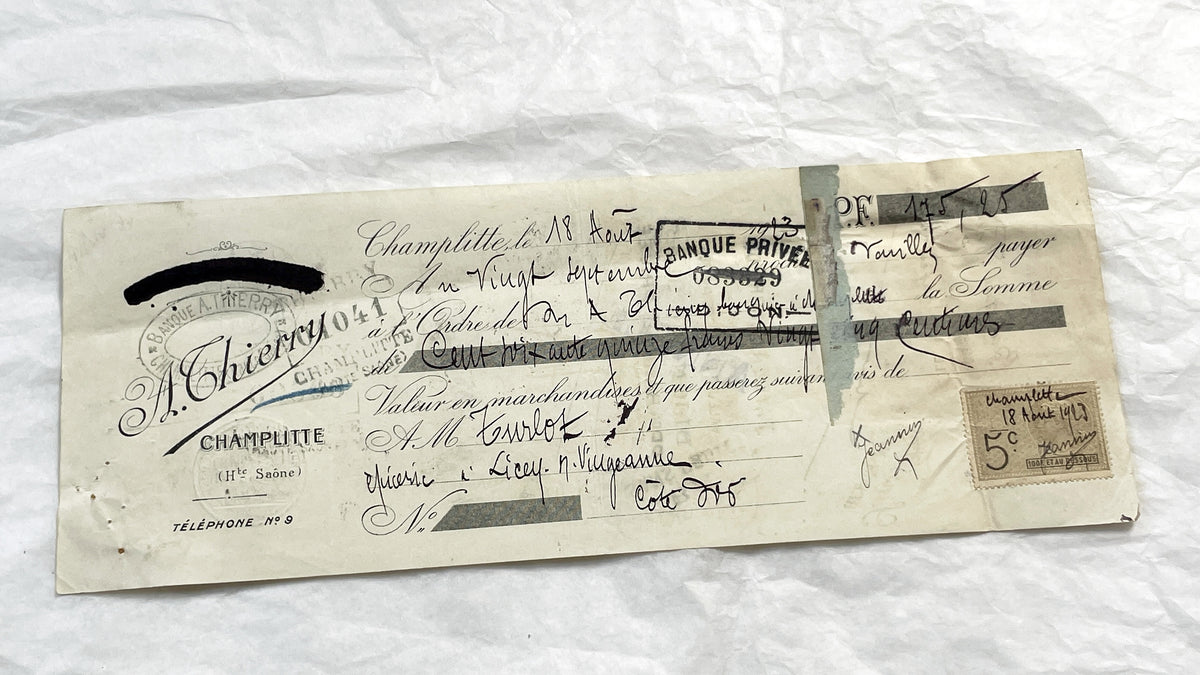 1900s - Lot of 6 Vintage French Bills of Exchange – Handwritten Commercial Documents with Stamps