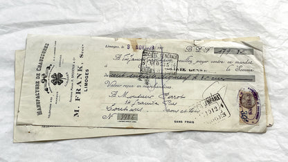 1900s - Lot of 6 Vintage French Bills of Exchange – Handwritten Commercial Documents with Stamps