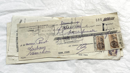 1900s - Lot of 6 Vintage French Bills of Exchange – Handwritten Commercial Documents with Stamps