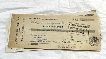 1900s - Lot of 6 Vintage French Bills of Exchange – Handwritten Commercial Documents with Stamps