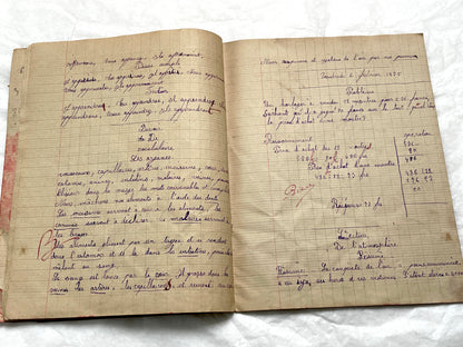 1920s - French School Notebook - Young Girl's Handwritten Exercises - Vintage Educational Ephemera - Original Manuscript
