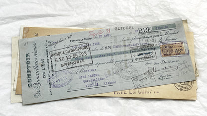 1900s - Lot of 6 Vintage French Bills of Exchange – Handwritten Commercial Documents with Stamps