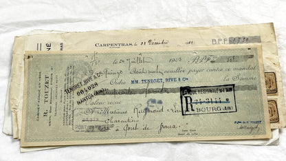 1920s - Lot of 6 Vintage French Bills of Exchange – Handwritten Commercial Documents with Stamps
