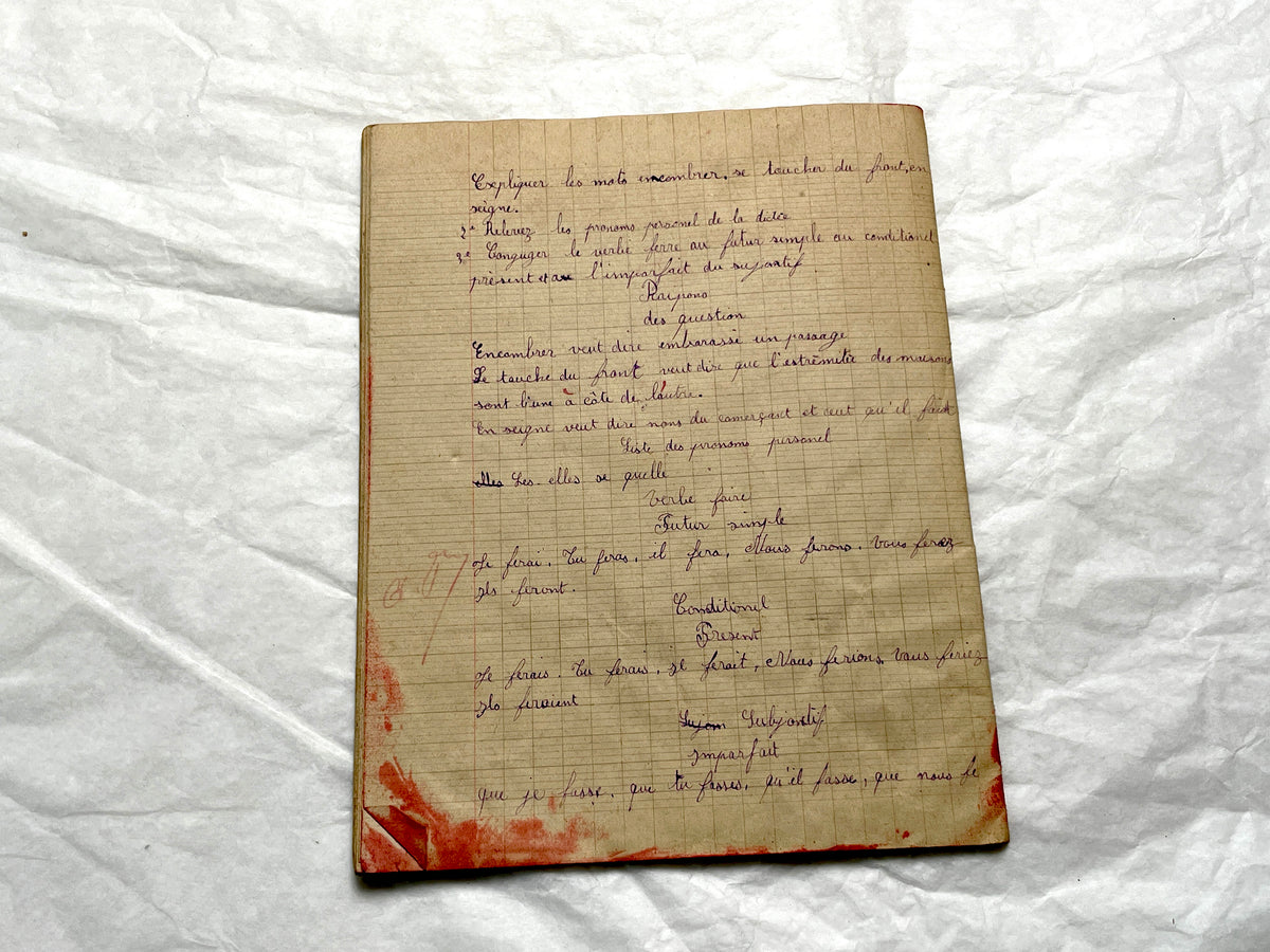1920s - French School Notebook - Young Girl's Handwritten Exercises - Vintage Educational Ephemera - Original Manuscript