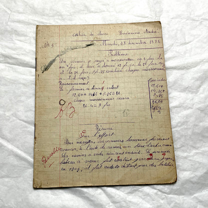 1920s - Vintage French School Notebook - Young Girl's Historical Education Ephemera - Handwritten Lessons