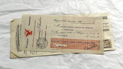 1920s - Lot of 6 Vintage French Bills of Exchange – Handwritten Commercial Documents with Stamps