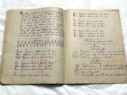 1920s - Vintage French School Notebook - Young Girl's Historical Education Ephemera - Handwritten Lessons