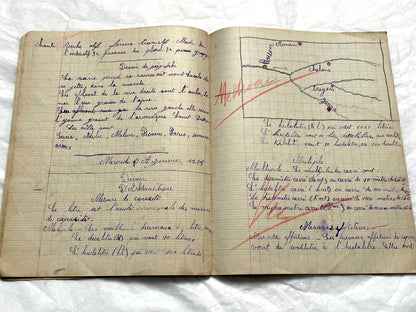 1920s - Vintage French School Notebook - Young Girl's Historical Education Ephemera - Handwritten Lessons