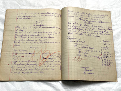 1920s - Vintage French School Notebook - Young Girl's Historical Education Ephemera - Handwritten Lessons
