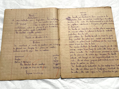 1920s - Vintage French School Notebook - Schoolgirl's Handwritten Cahier de Classe - Authentic French Education Ephemera from 1920s