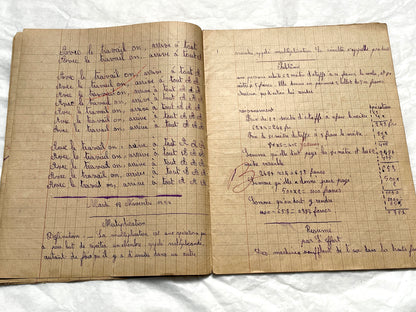 1920s - Vintage French School Notebook - Schoolgirl's Handwritten Cahier de Classe - Authentic French Education Ephemera from 1920s