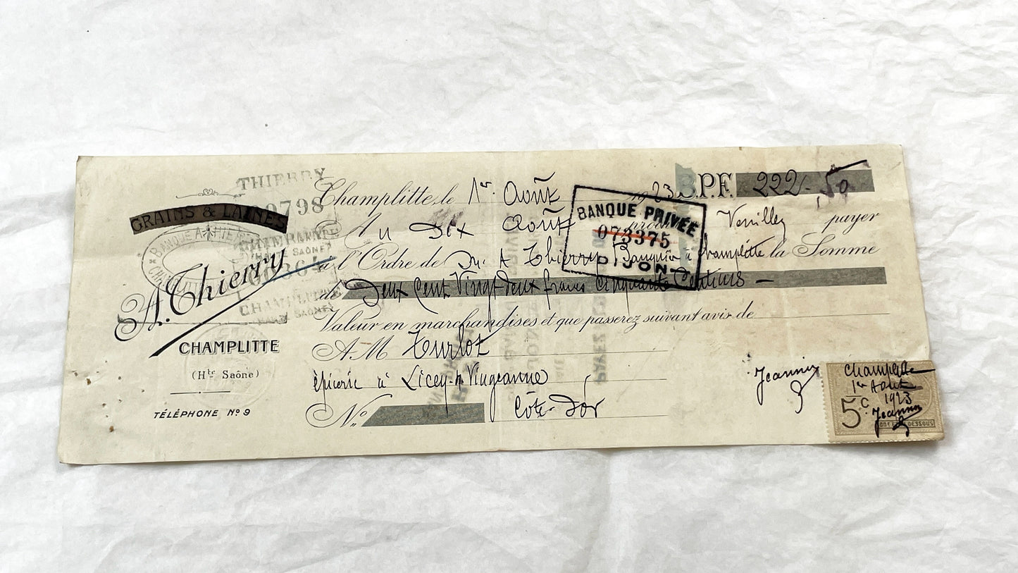 1920s - Lot of 6 Vintage French Bills of Exchange – Handwritten Commercial Documents with Stamps