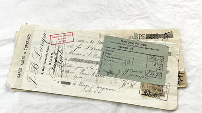 1920s - Lot of 6 Vintage French Bills of Exchange – Handwritten Commercial Documents with Stamps