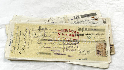 1920s - Lot of 6 Vintage French Bills of Exchange – Handwritten Commercial Documents with Stamps