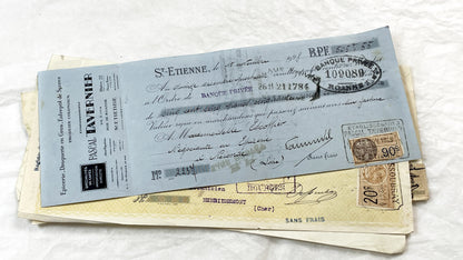 1920s - Lot of 6 Vintage French Bills of Exchange – Handwritten Commercial Documents with Stamps