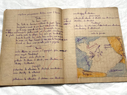 1920s - Vintage French School Notebook - Schoolgirl's Handwritten Cahier de Classe - Authentic French Education Ephemera from 1920s