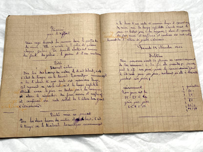 1920s - Vintage French School Notebook - Schoolgirl's Handwritten Cahier de Classe - Authentic French Education Ephemera from 1920s
