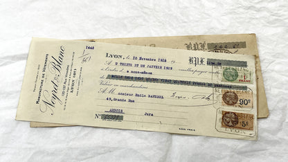 1920s - Lot of 6 Vintage French Bills of Exchange – Handwritten Commercial Documents with Stamps