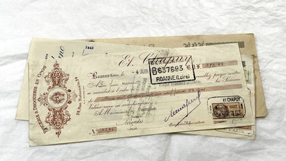 1920s - Lot of 6 Vintage French Bills of Exchange – Handwritten Commercial Documents with Stamps
