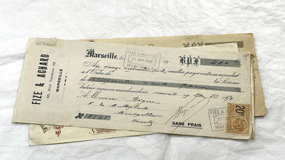 1920s - Lot of 6 Vintage French Bills of Exchange – Handwritten Commercial Documents with Stamps