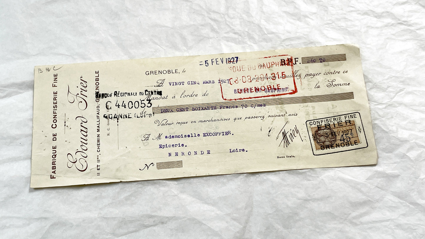 1920s - Lot of 6 Vintage French Bills of Exchange – Handwritten Commercial Documents with Stamps