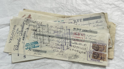 1920s - Lot of 6 Vintage French Bills of Exchange – Handwritten Commercial Documents with Stamps