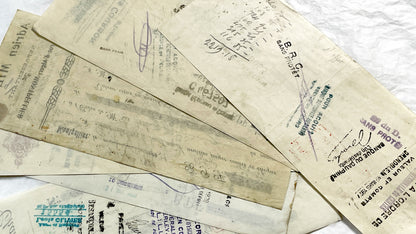 1920s - Lot of 6 Vintage French Bills of Exchange – Handwritten Commercial Documents with Stamps