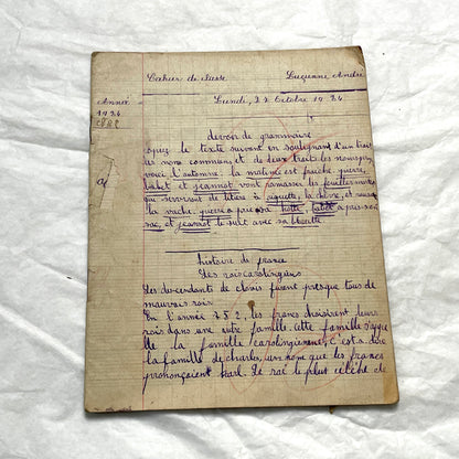 1920s - French School Notebook - Young Girl's Handwritten Lessons - Vintage Educational Ephemera - School Journal