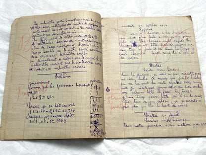 1920s - French School Notebook - Young Girl's Handwritten Lessons - Vintage Educational Ephemera - School Journal