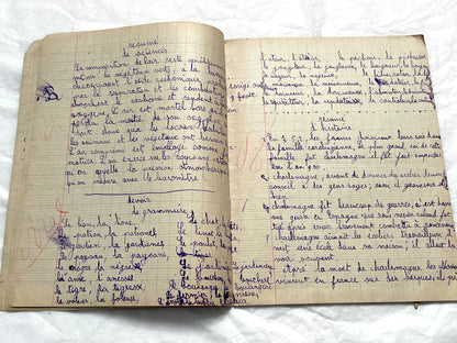 1920s - French School Notebook - Young Girl's Handwritten Lessons - Vintage Educational Ephemera - School Journal