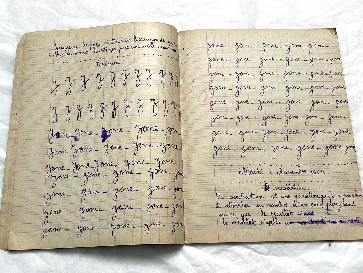 1920s - French School Notebook - Young Girl's Handwritten Lessons - Vintage Educational Ephemera - School Journal