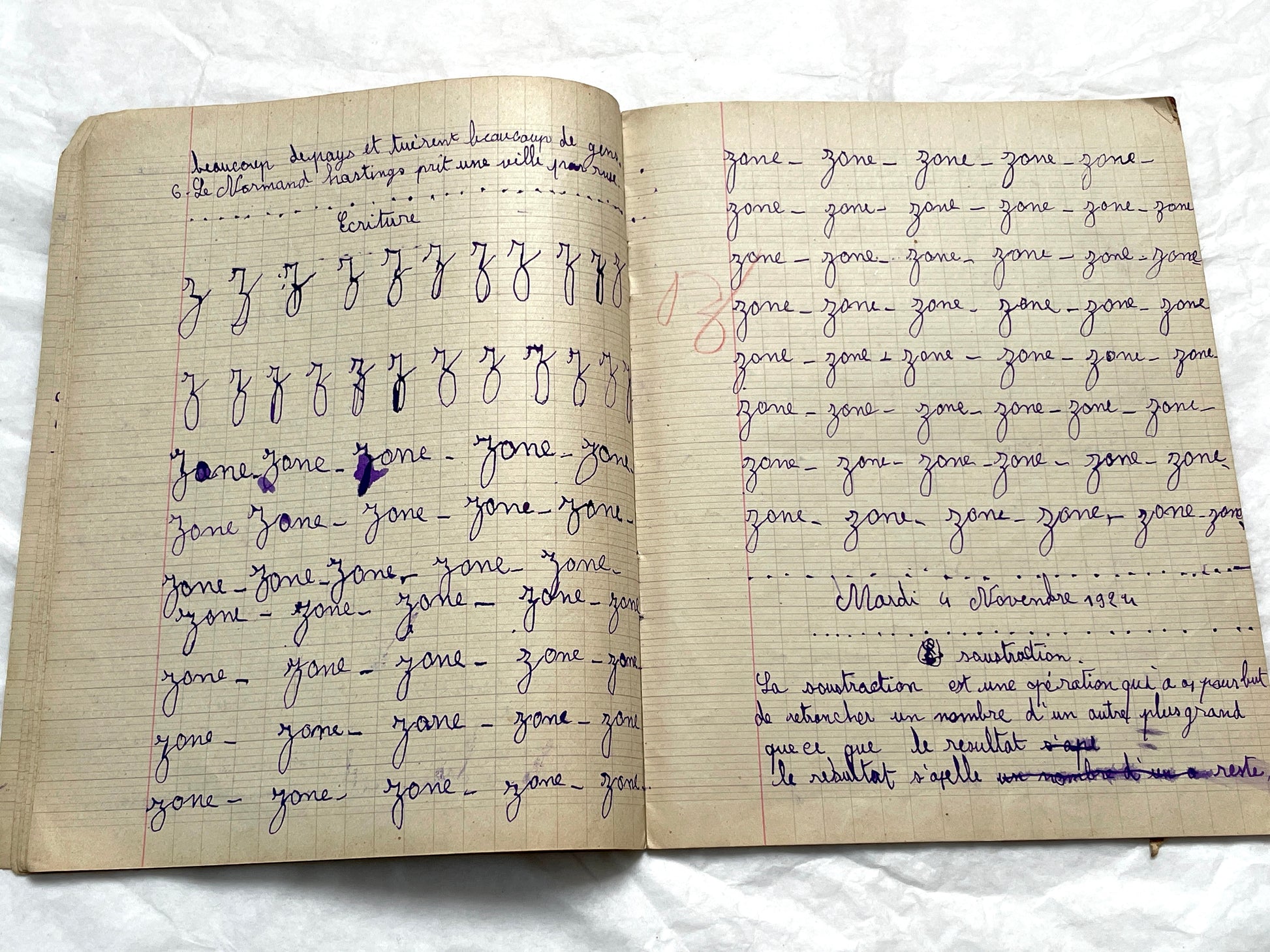 1920s - French School Notebook - Young Girl's Handwritten Lessons - Vintage Educational Ephemera - School Journal