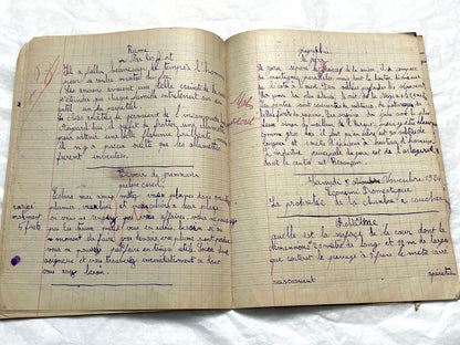 1920s - French School Notebook - Young Girl's Handwritten Lessons - Vintage Educational Ephemera - School Journal