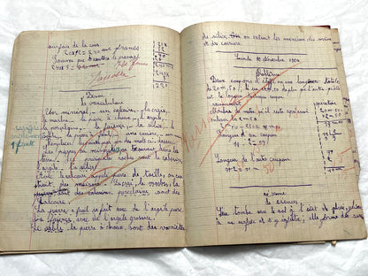 1920s - French School Notebook - Young Girl's Handwritten Lessons - Vintage Educational Ephemera - School Journal