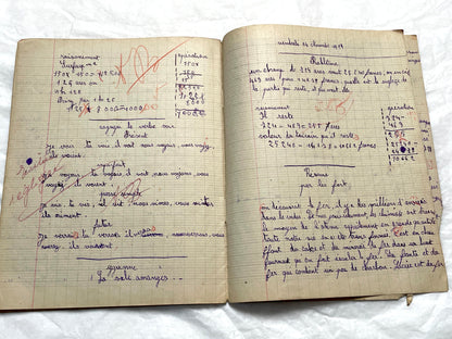 1920s - French School Notebook - Young Girl's Handwritten Lessons - Vintage Educational Ephemera - School Journal