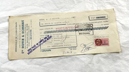 1950s - Lot of 6 Vintage French Bills of Exchange – Handwritten Commercial Documents with Stamps