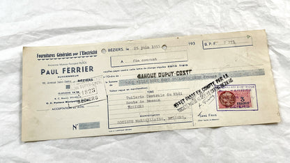 1950s - Lot of 6 Vintage French Bills of Exchange – Handwritten Commercial Documents with Stamps