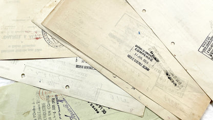 1950s - Lot of 6 Vintage French Bills of Exchange – Handwritten Commercial Documents with Stamps
