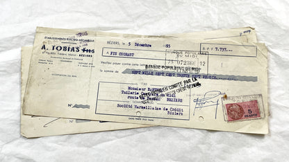 1950s - Lot of 6 Vintage French Bills of Exchange – Handwritten Commercial Documents with Stamps