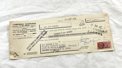 1950s - Lot of 6 Vintage French Bills of Exchange – Handwritten Commercial Documents with Stamps