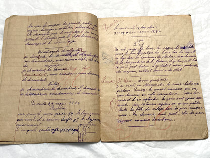 1920s - Authentic French School Notebook - Young Girl's Handwritten Journal - Daily Lessons - French History Ephemera