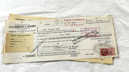 1950s - Lot of 6 Vintage French Bills of Exchange – Handwritten Commercial Documents with Stamps