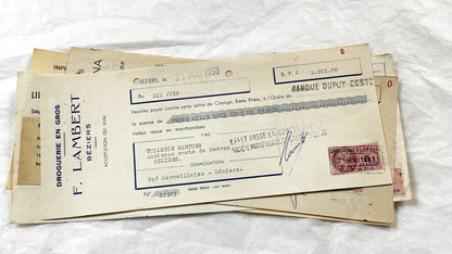 1950s - Lot of 6 Vintage French Bills of Exchange – Handwritten Commercial Documents with Stamps