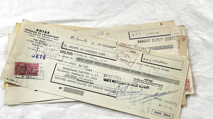 1950s - Lot of 6 Vintage French Bills of Exchange – Handwritten Commercial Documents with Stamps