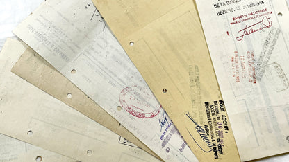 1950s - Lot of 6 Vintage French Bills of Exchange – Handwritten Commercial Documents with Stamps