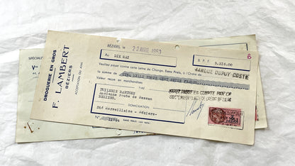 1950s - Lot of 6 Vintage French Bills of Exchange – Handwritten Commercial Documents with Stamps